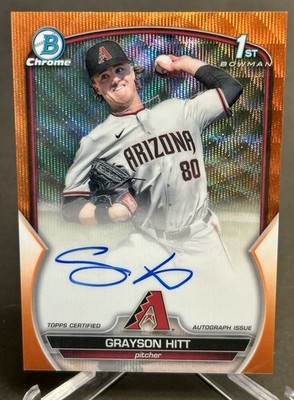 2023 Bowman Chrome 1st Auto Grayson Hitt Orange Wave /25 #CPA-GH Diamondbacks