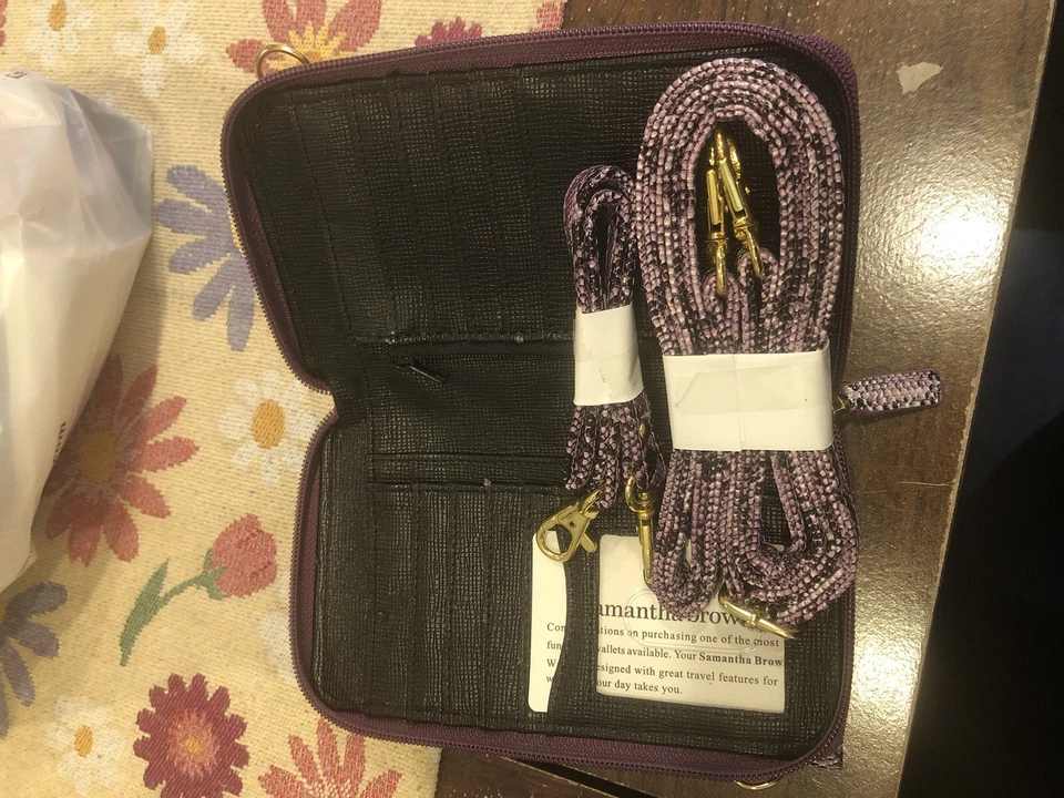 Samantha коричневый фиолетовый змеиной кожи бумажник, совершенно новый, плеча/браслет ремни Incl - Изображение 4 из 4