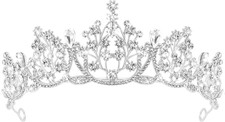 Queen Crown and Tiaras for Women Rhinestone Princess Crown Bridal Silver