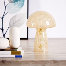 Novelty Glass Mushroom Lamp with Orange Tortoise Design 12 Inch Height Plug in