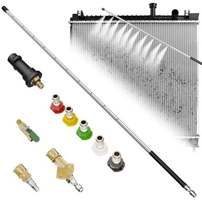 24'' Radiator Cleaning Wand, 10-Hole Fan Spray Nozzle with 5 Tips, 304 Stainle...