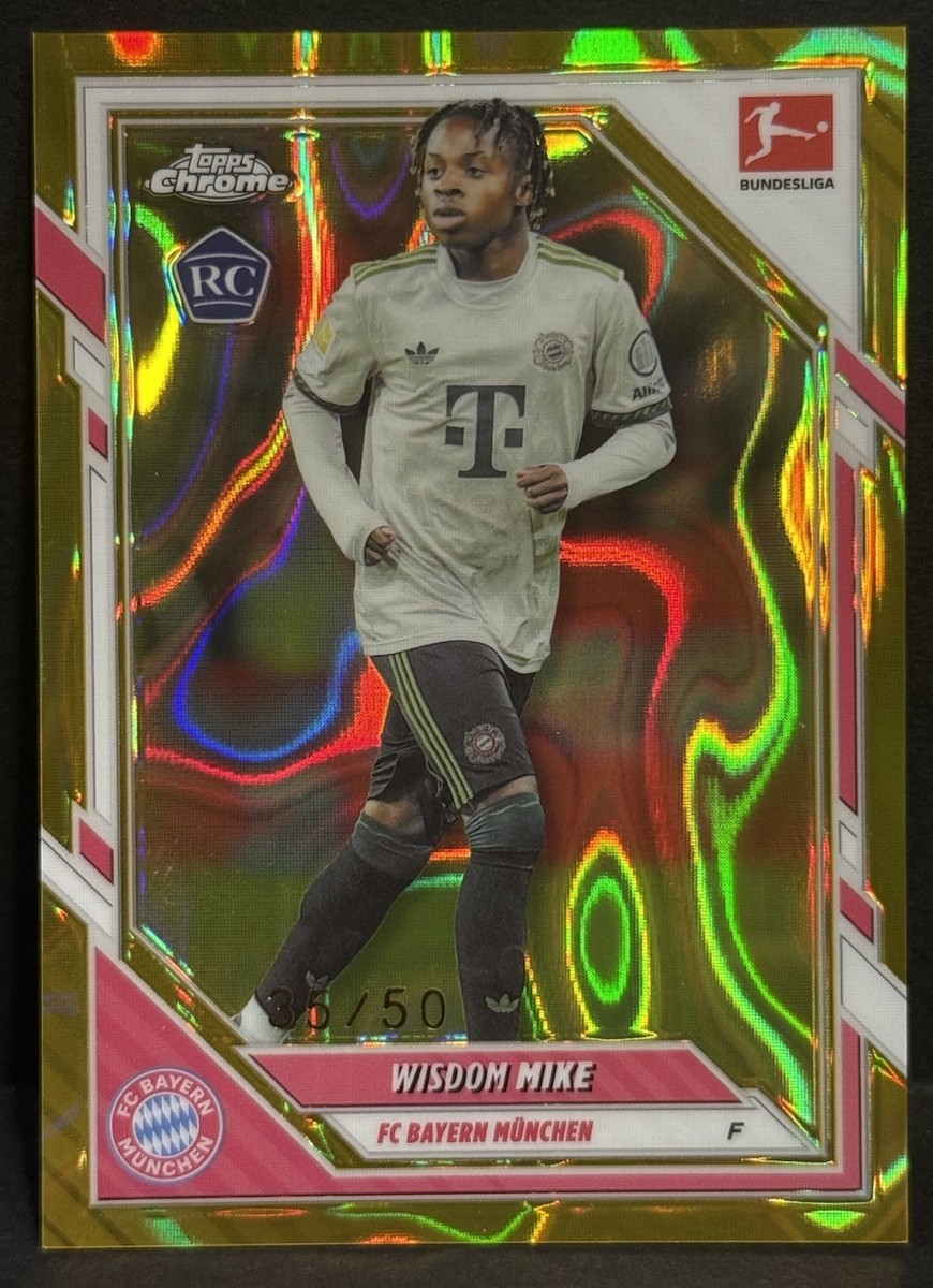 2025-26 Topps Chrome Bundesliga Bayern Munich RC Wisdom Mike Gold