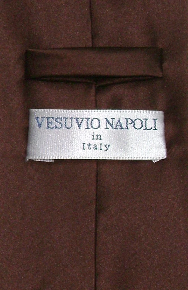 Juego de corbata y pañuelo para hombre Vesuvio Napoli sólido MARRÓN CHOCOLATE Foto 2 de 2