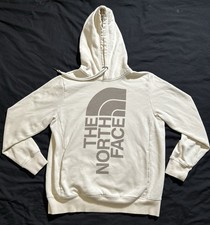 The North Face Half Dome Hoodie Cream Big Logo Pullover Women s L