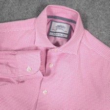Charles Tyrwhitt Non Iron Slim Fit Dress Shirt Mens 15.5/33 Pink Gingham Check