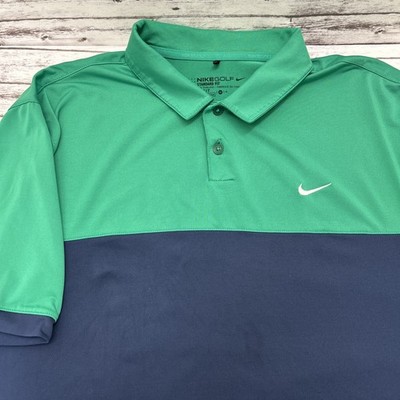 Nike Golf Colorblock Polo Shirt Men's Medium Green Blue Standard Dri-Fit