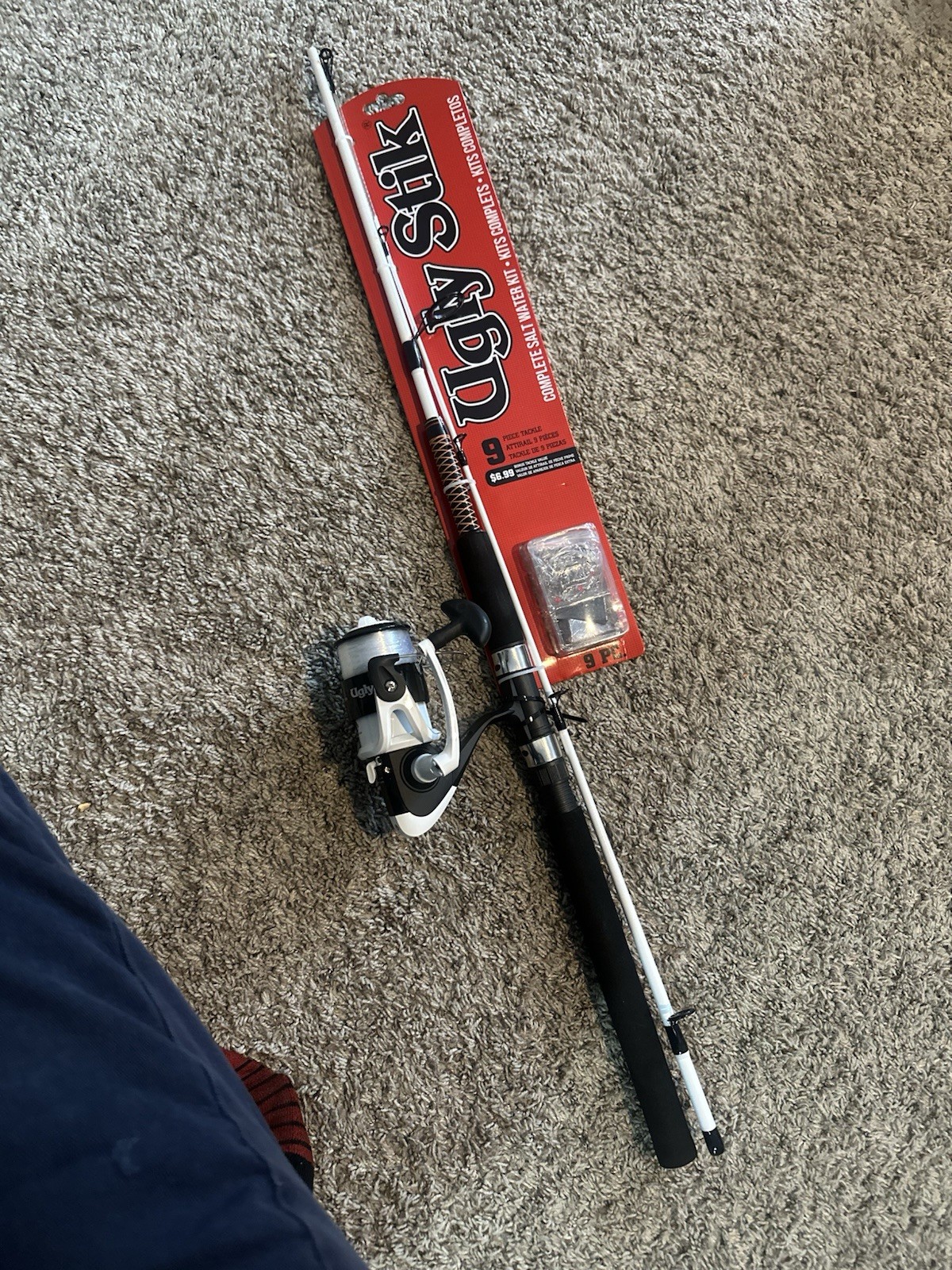Ugly Stik Kids Spinning Combo Kit, Rod Reel Tackle, 9 Piece,