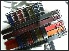 22mm Black-Orange stitch NATO Oily Leather Flieger g10 watch strap UTC IW SUISSE