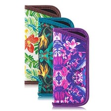 3 Pack Glasses Pouch Slim - Soft Eyeglasses Bag Small Flowers G B P