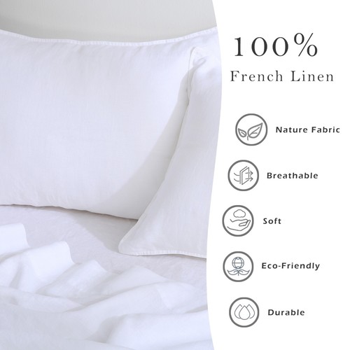 Linen Pillow Case Set of 2 - 100% Natural Washed French Flax Breath Pillowcases - Picture 54 of 61