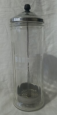 Vntg Barbicide Disinfectant Glass Jar Container King Research Inc Canada  11'' (B