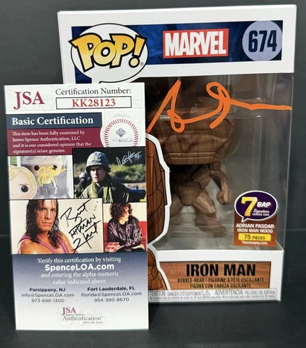 Funko Pop! Marvel Iron Man 7BAP 75 piezas Adrian Pasdar firmado con certificado de autenticidad JSA 