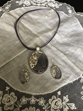 Silver Tone Necklace & Pierced Earrings Set Jewelry YL-69