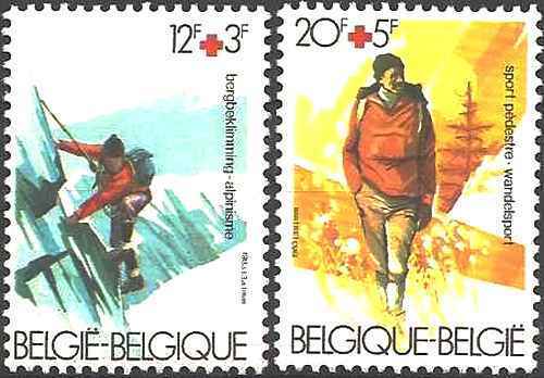 Timbres Sports Alpinisme Randonnée Croix Rouge Belgique 2082/2083 ** (60183CL) - 第 1/1 張圖片