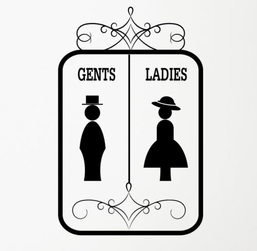 Gents & Ladies Bathroom Toilet WC Sign Wall Door Decal Sticker Art. Any Colour. - Picture 1 of 4