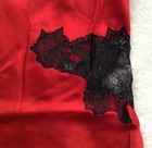 Josie NATORI, Red SILK, XS (size 2), Cutouts & Black LACE IN LAYS, SHEER Sides — photo 8