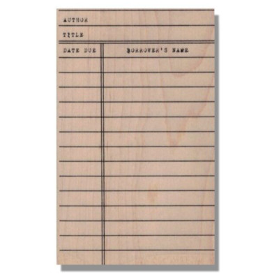Wood Rubber Stamps, Library Book Return Card, School Books, Dates, Mixed Media