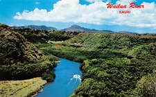 Aerial View Wailua River Kauai Hawaii ʻŌpaekaʻa Falls Nearby Vtg Postcard CP398