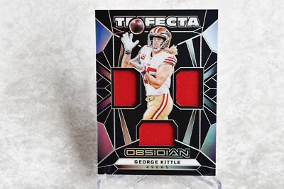 2024 Obsidian Football George Kittle Trifecta Triple Patch Silver Etch 49ers  