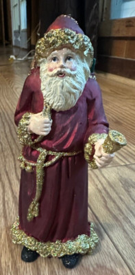 VINTAGE 7-8'' CHRISTMAS TREE SANTA CLAUS ORNAMENT FIGURE GLITTER BAG OF TOYS O#6