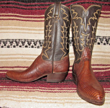 Womens Vintage Tony Lama Brown Lizard / Leather Cowboy Boots 4.5 B New in Box