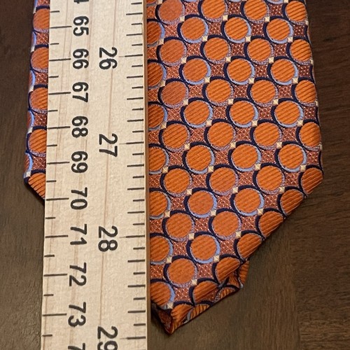 Perry Ellis Portfolio Orange Blue 100% Polyester Men’s Neck Tie Made In China - Picture 5 of 9