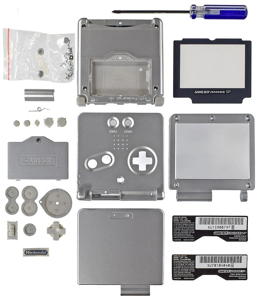 Game Boy Advance SP GBA SP Replacement Shell Platinum Silver