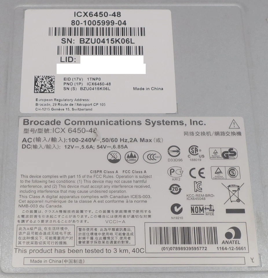 Brocade ICX 6450-48 48x Gigabit Ethernet + 4x 1/10Gb SFP Port Switch (2x10G Lic) - Image 4 of 4
