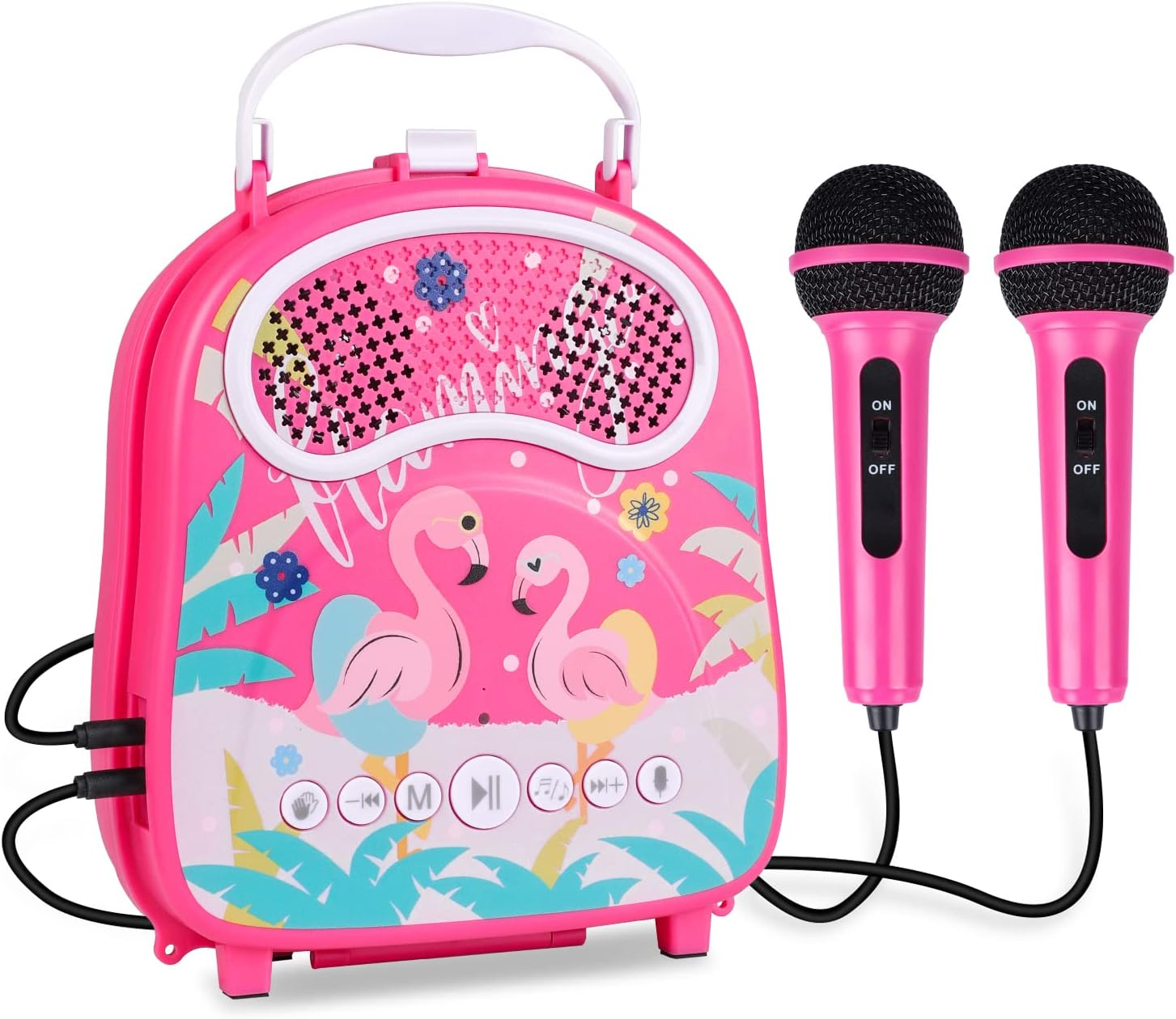 Kids Karaoke Machine with 2 Microphones Bluetooth Toddler Karaoke Speaker for Gi