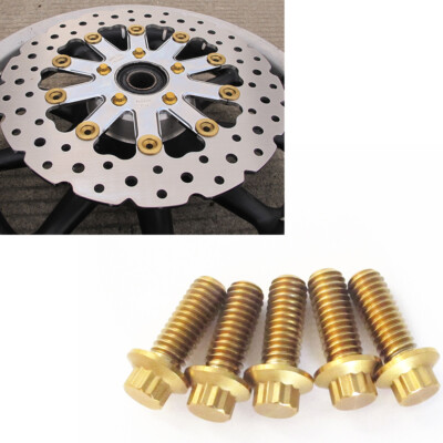 5PCS Gold Titanium 5/16''-18-1.0  Front Brake Rotor Disc Screws Bolts for Harley