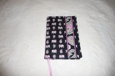 VERA BRADLEY Paperback BOOK COVER - NWT PINK ELEPHANTS Black White Teardrop