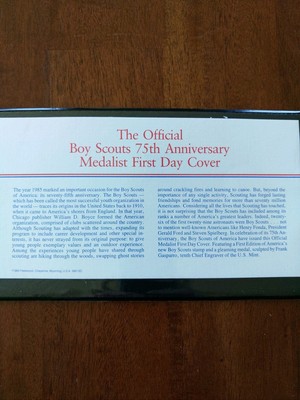 The Official Boys Scouts 75th Anniversary Medalist First Day Cover