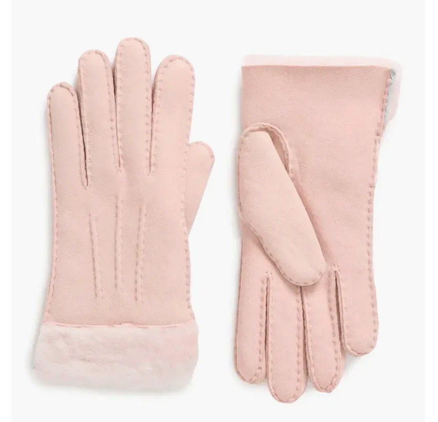 UGG Gloves Exposed Sheepskin Shearling Pink Cloud Glove Size Medium New $155