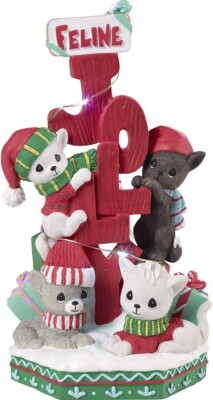 Precious Moments FELINE-JOLLY Cat Sing Animated Figure Light-Up Xmas WATCH VIDEO
