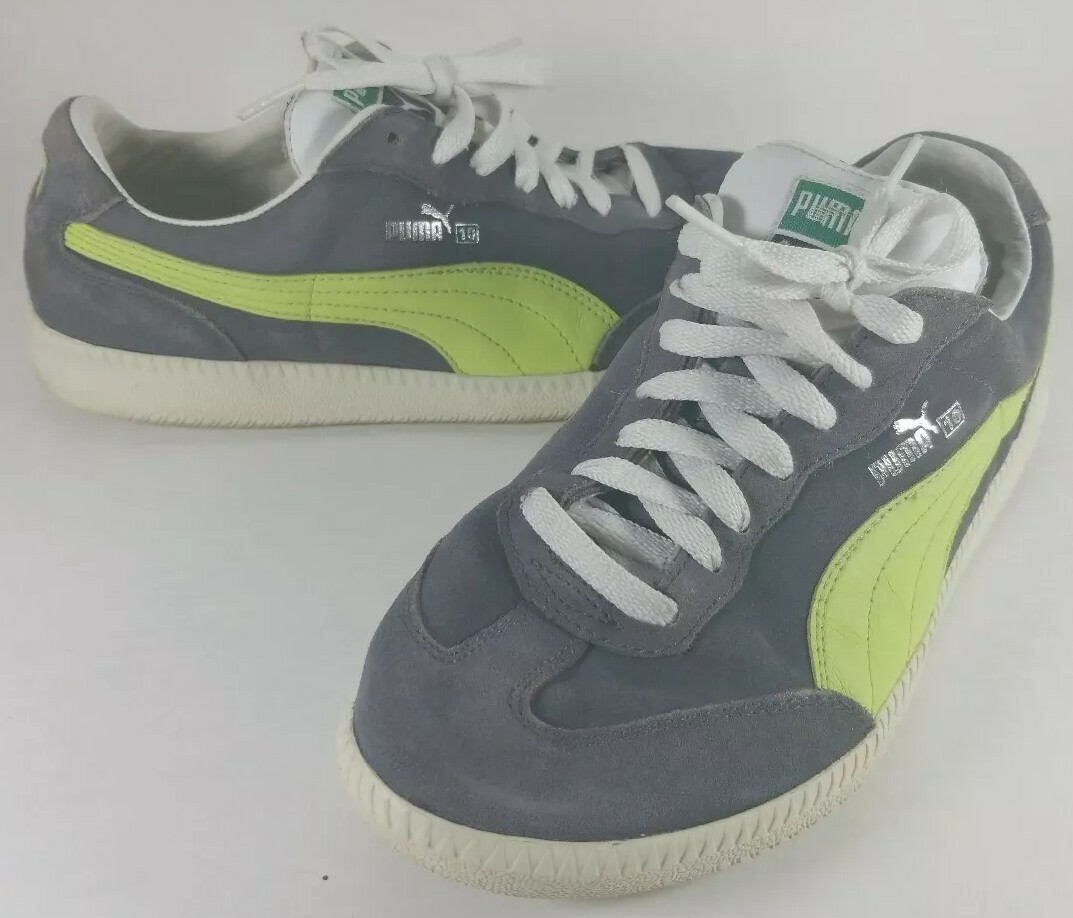 ALTRA PUMA Tennis Shoes Grey & Green Suede Athletic Skate Shoes Lace Up Size 5.5