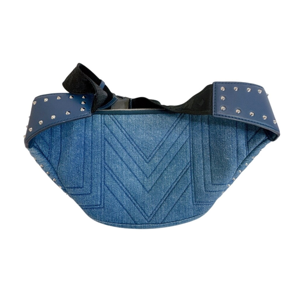 MCM Denim Collection Quilted Studs Body Bag/Waist Pouch in Blue