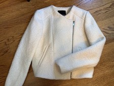  175 Banana Republic Women Sz 4 white ivory wool blend zip jacket