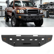 Black Steel Front Bumper W Lights Powder Coated Fortoyota Tacoma 1995-2004