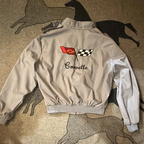 Vintage VERY GOOD Westark USA Corvette Men's Gray Bomber Jacket Embroidered  XL - product listing photo