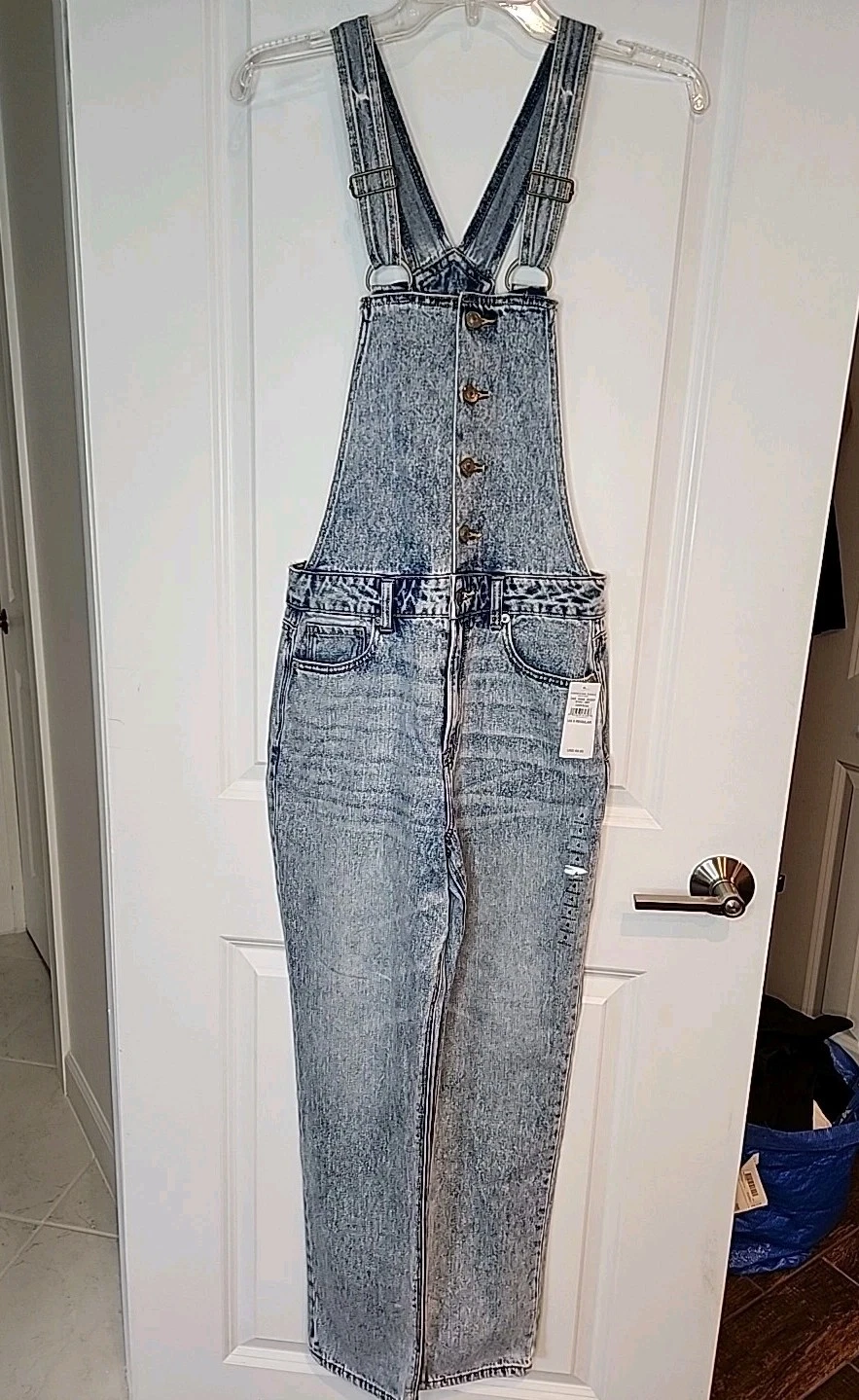 American Eagle Overalls Denim Womens Sz 4 Small Lt Blue Bib 90s Boyfriend Retro