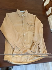 Criquet Shirt Mens Medium Corduroy Mustard Pearl Snap Long Sleeve Cotton