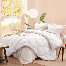 White King Size Comforter Set, 3 Pieces Lightweight Comforters King Size Soli...