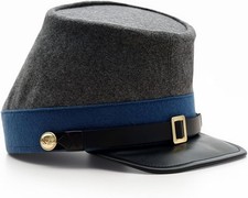 Civil War CSA CONFEDERATE INFANTRY Grey  Blue WOOL Kepi Hat, Large - NEW