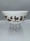 Vintage Pyrex Early American 403 2 1/2 qt  Mixing Bowl White Brown Patriotic