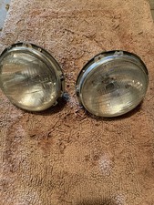 Vintage 7 Round Sealed Beam Headlight Assemblies Metal Buckets - Pair Oe