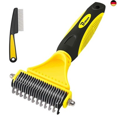 Pack of 2 Pet Grooming Rakes, 2-Sided Detangling Undercoat Brush, Stainless Stee