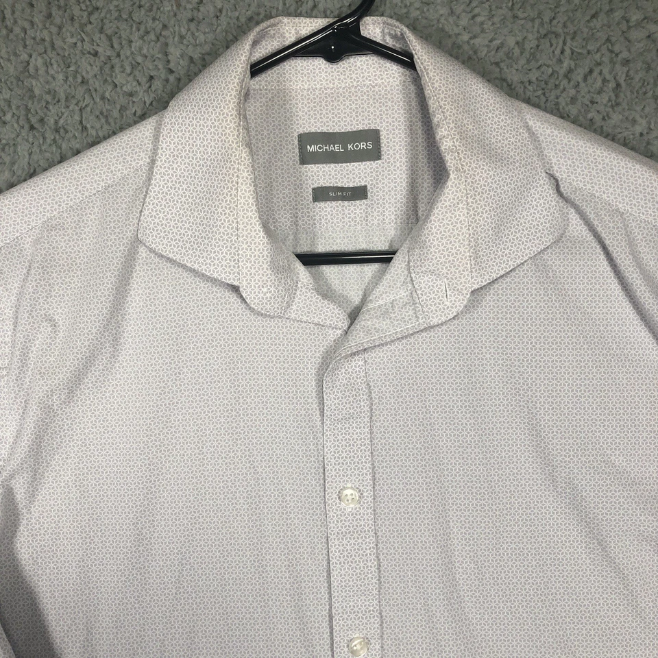 Camisa Michael Kors Para Hombre Calce Ajustado Blanca Manga Larga Abotonada 16(32/33) Grande Foto 2 de 4