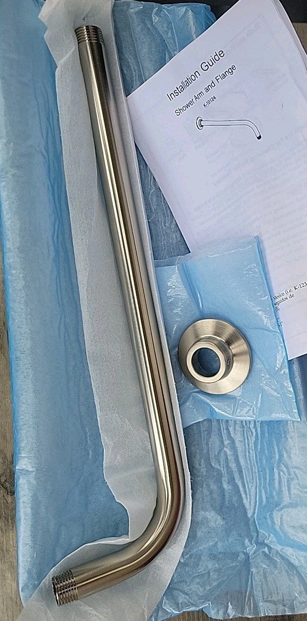 Kohler K-10124-BN Right-angle Shower Arm and Flange, Vibrant
