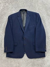 Lauren Ralph Lauren Blazer Men 48 Blue Wool Silk Cashmere Sport Coat Notch Lapel