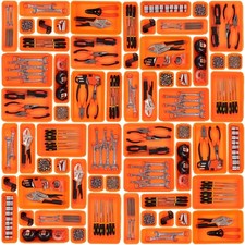 45 Pack Toolbox Organizer Tray Set Drawer Storage Bins Orange Holders